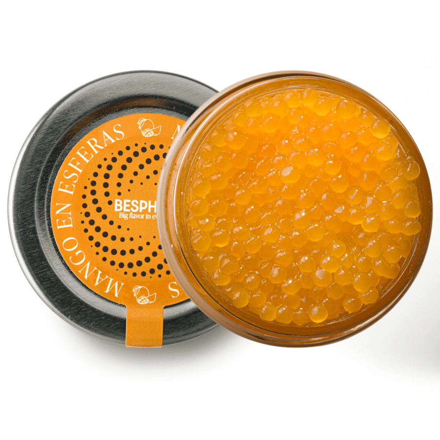 BESPHERE Delicious Mango Spheres, Caviar Food with Concentrated Berry Taste, Enhances Savory Dishes, Desserts, Drinks, Preserved & Pasteurized, Low Calorie, Non-Fading Colour for Presentation**