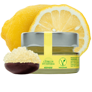 BESPHERE Delicious Lemon Spheres, Caviar Food with Concentrated Citrus Taste, Enhances Fish, Desserts, Drinks, Preserved & Pasteurised, Low Calorie, Non-Fading Colour for Dish Presentation