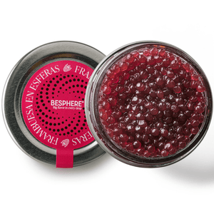 BESPHERE Raspberry Spheres, Caviar Food with Concentrated Tropical Taste, Enhances Savory Dishes, Desserts, Drinks, Preserved & Pasteurized, Low Calorie, Non-Fading Colour for Presentation