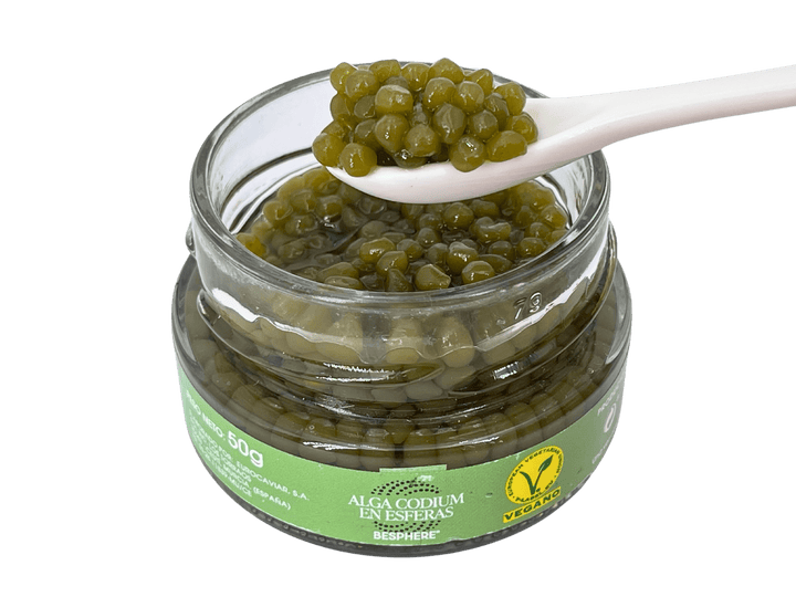 BESPHERE Vegan Caviar Pearls - Gourmet Seaweed Caviar - Exquisite Alga Codium Seaweed Pearls 1.76 oz - Delicate Spheres with Concentrated Barnacle Seaweed Taste - Ideal for Foodies